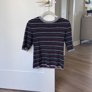 Multicolor, Striped, and Short-sleeve Sweater